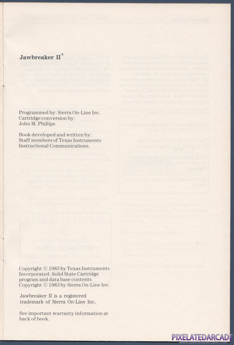 Jawbreaker II: Instruction Manual - Page 1