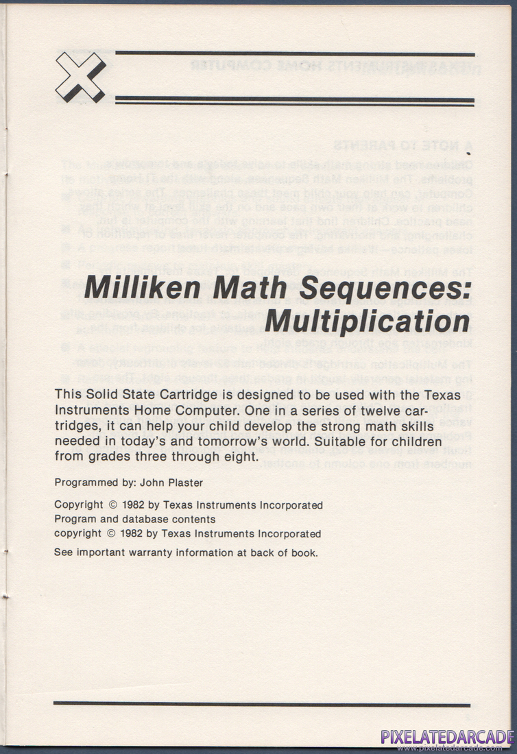 Milliken Math Sequences: Multiplication: Instruction Manual - Page 1