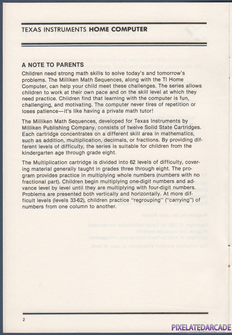 Milliken Math Sequences: Multiplication: Instruction Manual - Page 2