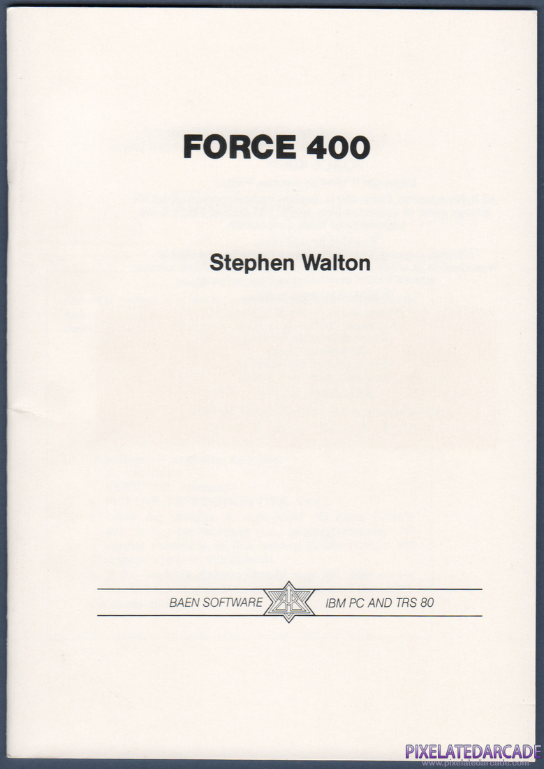 Force 400: Instruction Manual - Front Cover