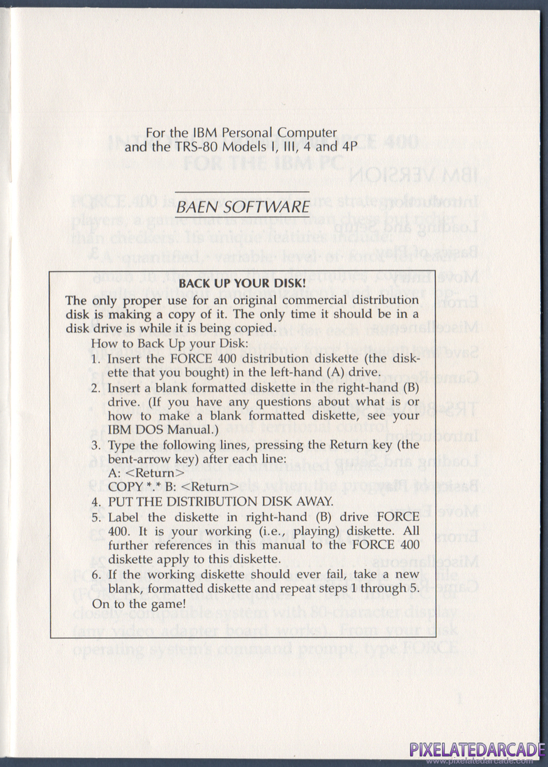 Force 400: Instruction Manual - Notice