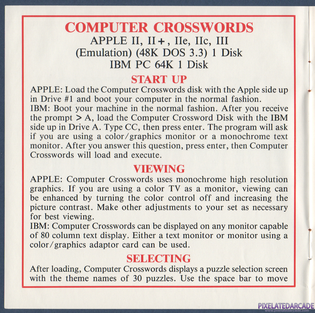 Computer Crosswords: Instruction Manual - Page 2