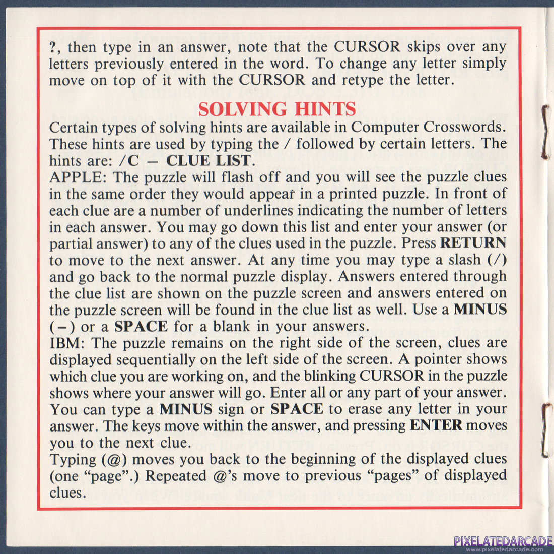 Computer Crosswords: Instruction Manual - Page 4