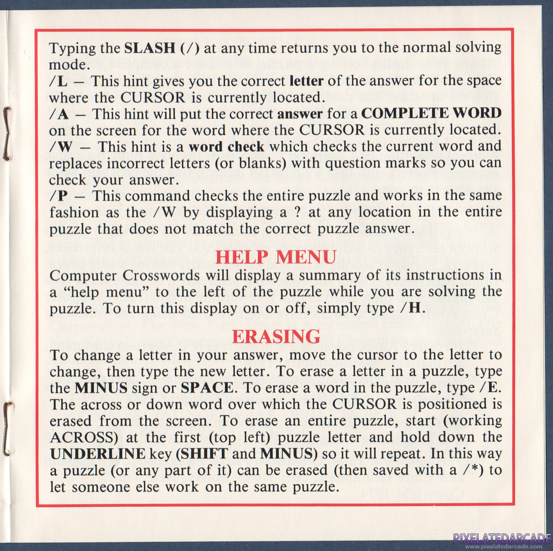 Computer Crosswords: Instruction Manual - Page 5
