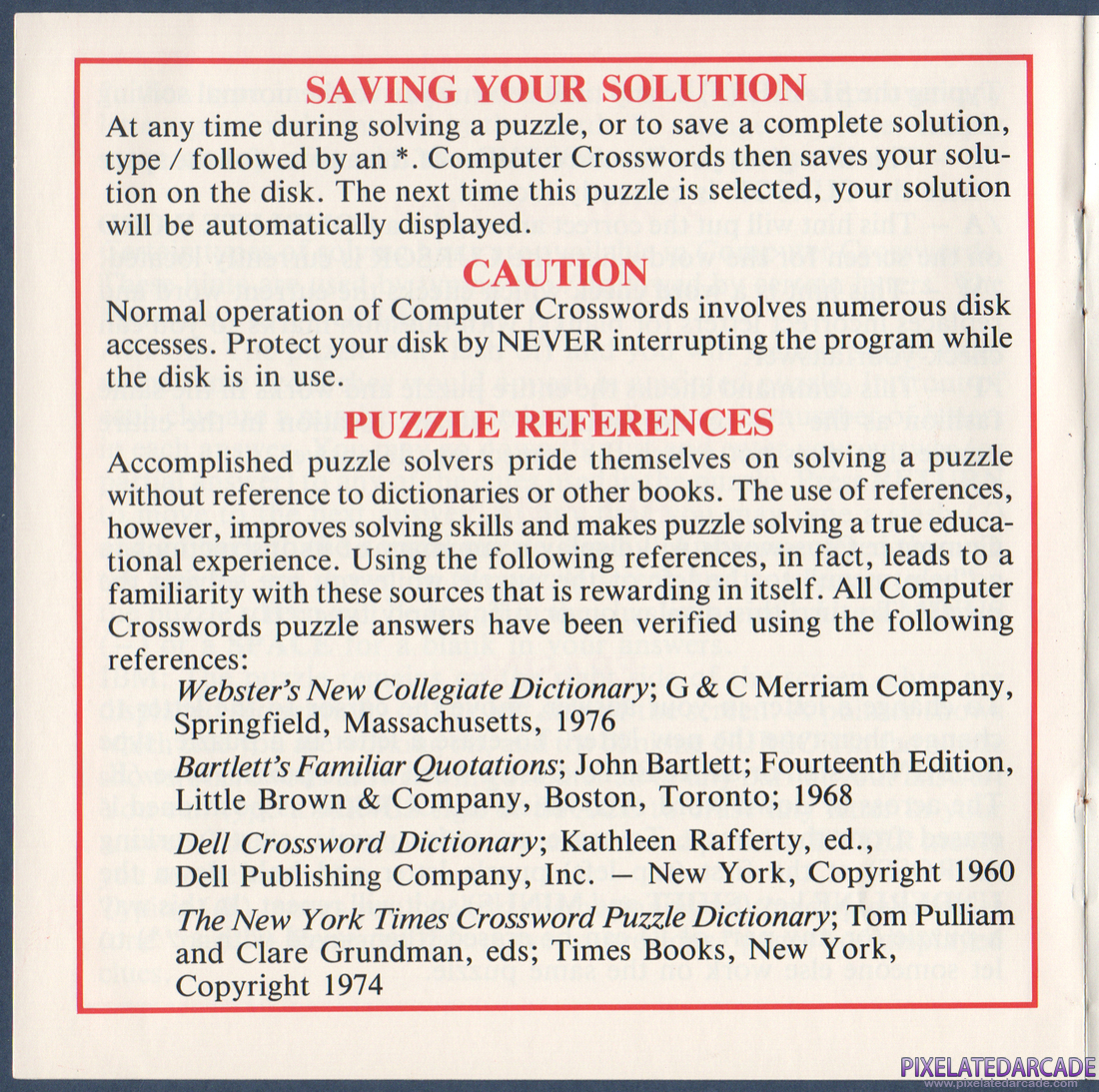 Computer Crosswords: Instruction Manual - Page 6
