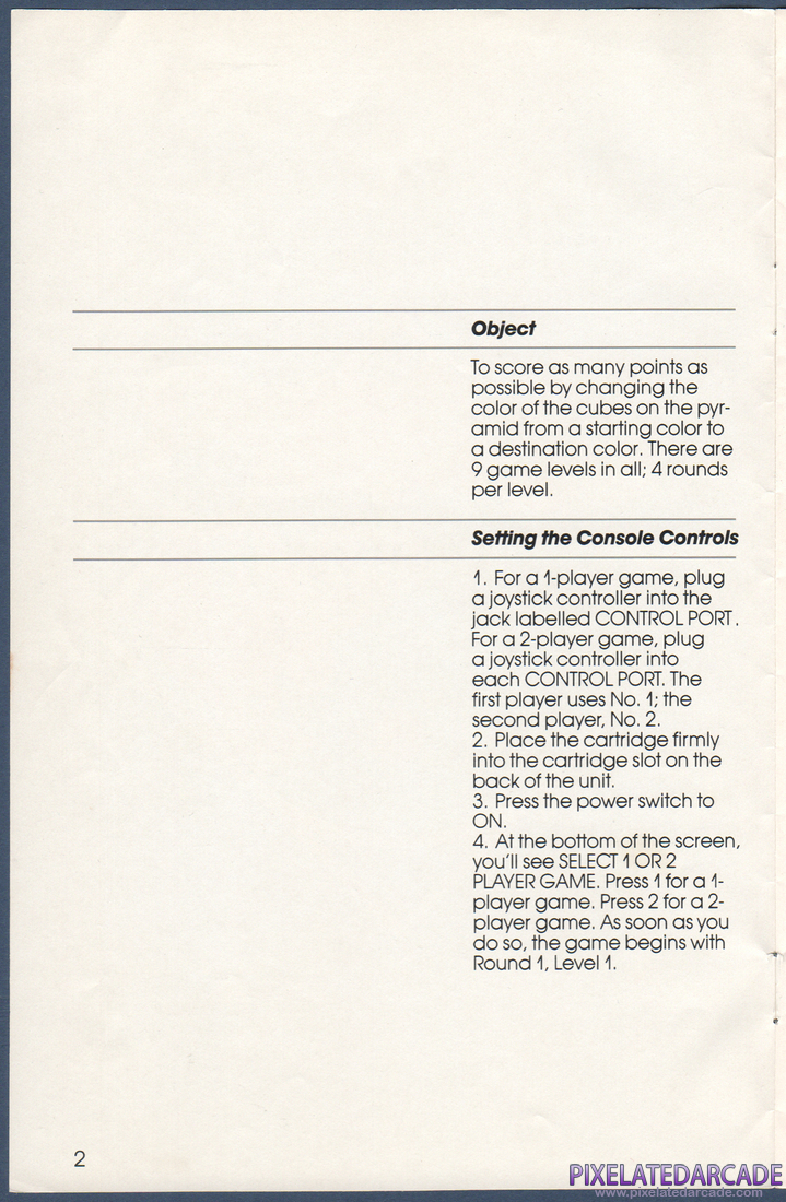 Q*bert: Instruction Manual - Page 2