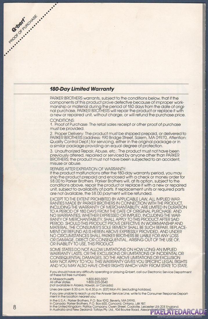 Q*bert: Instruction Manual - Page 8