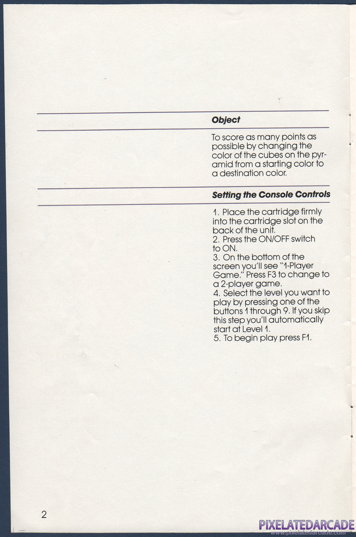 Q*bert: Instruction Manual - Page 2