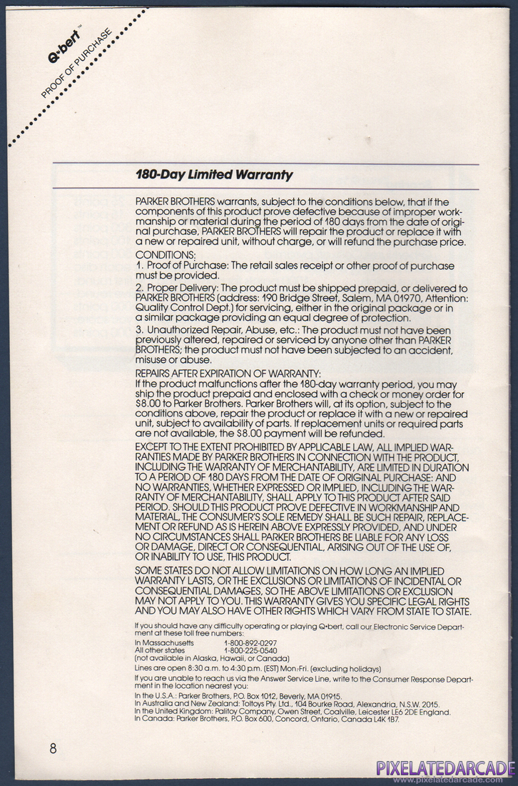 Q*bert: Instruction Manual - Page 8