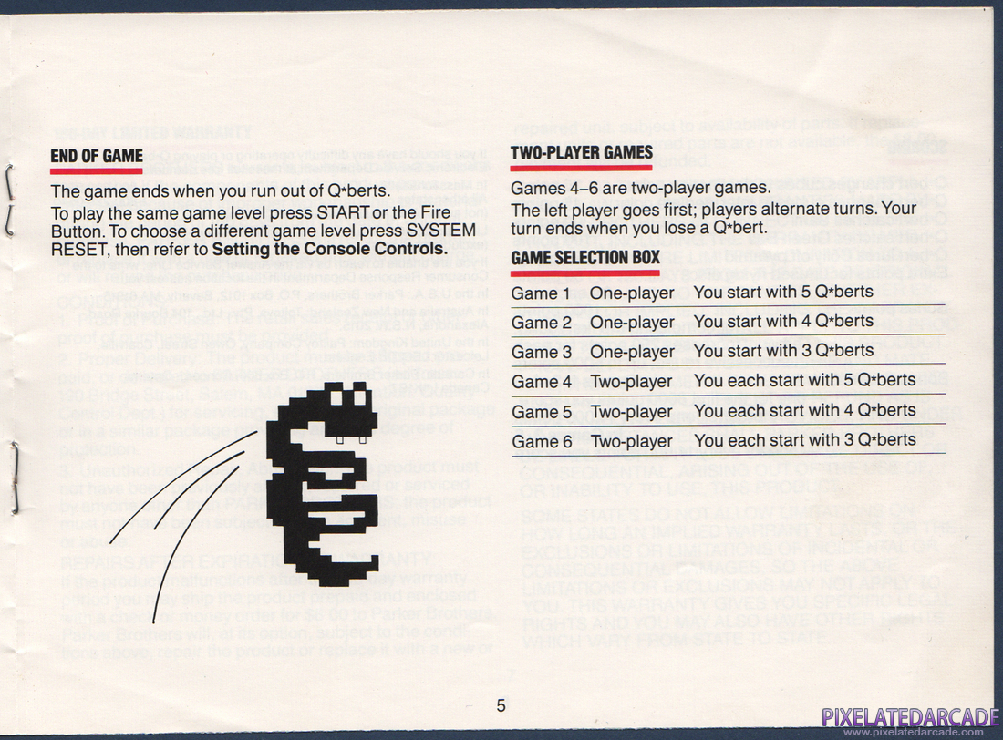 Q*bert: Instruction Manual - Page 5