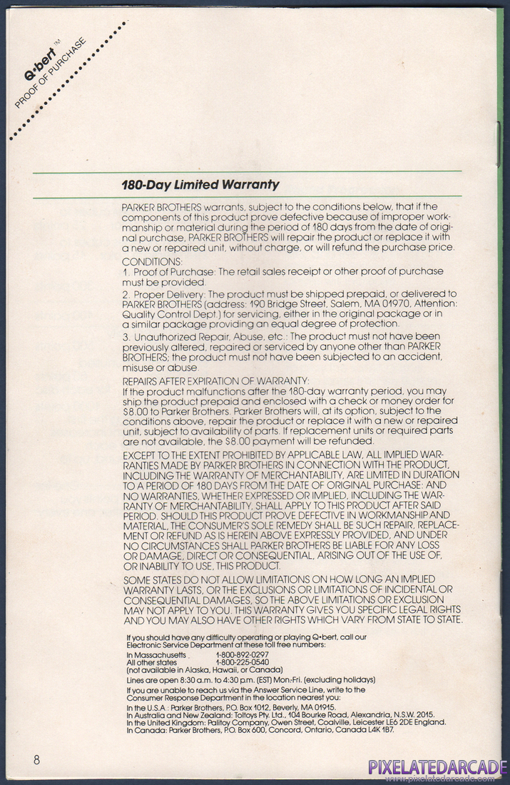 Q*bert: Instruction Manual - Page 8