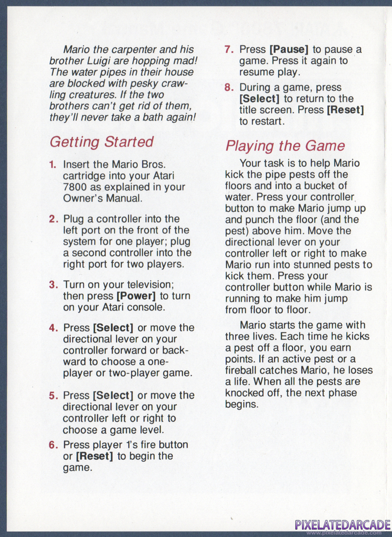 Mario Bros.: Instruction Manual - Page 2