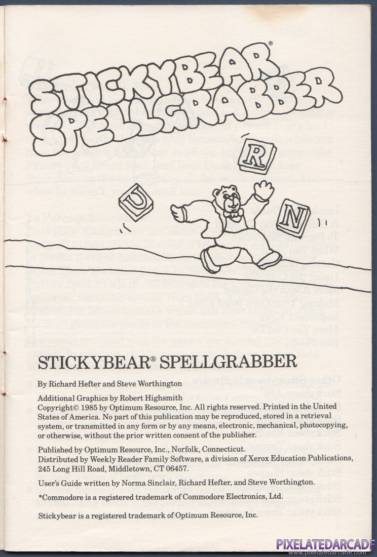Stickybear Spellgrabber: Instruction Manual - Page 1