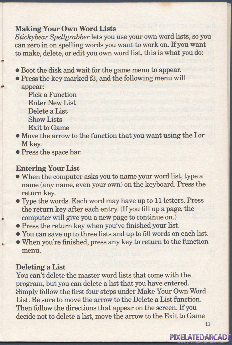 Stickybear Spellgrabber: Instruction Manual - Page 11
