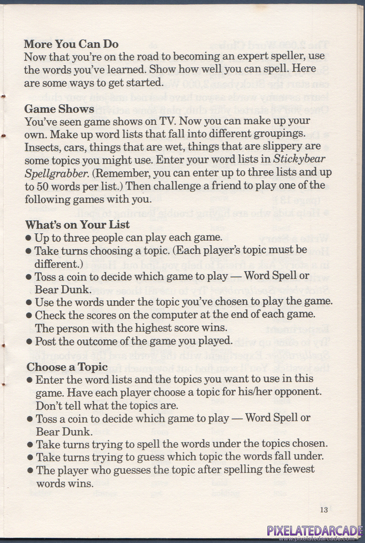 Stickybear Spellgrabber: Instruction Manual - Page 13