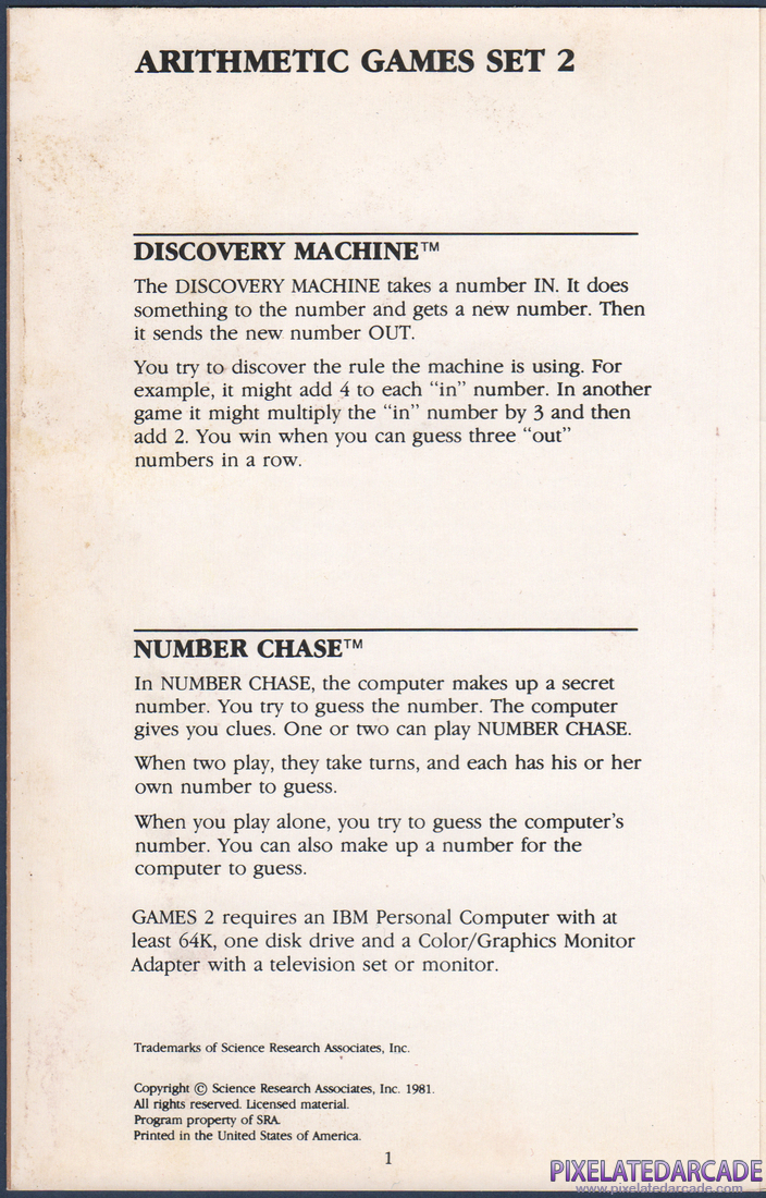 Arithmetic Games Set 2: Instruction Manual - Page 2