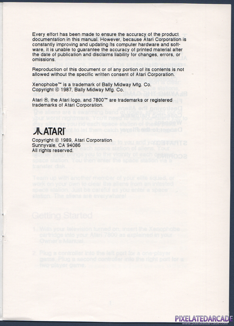Xenophobe: Instruction Manual - Page 2