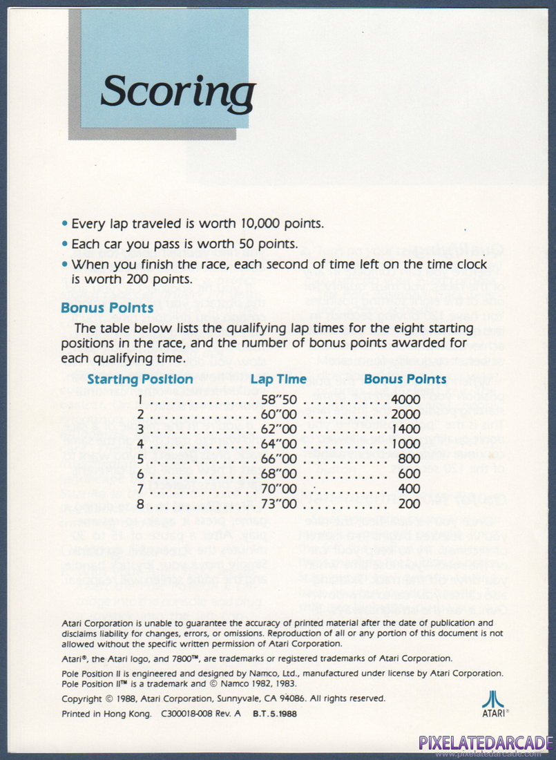 Pole Position II: Instruction Manual - Page 3