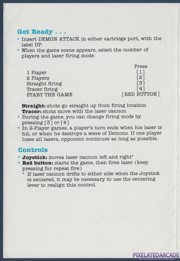 Demon Attack: Instruction Manual - Page 2