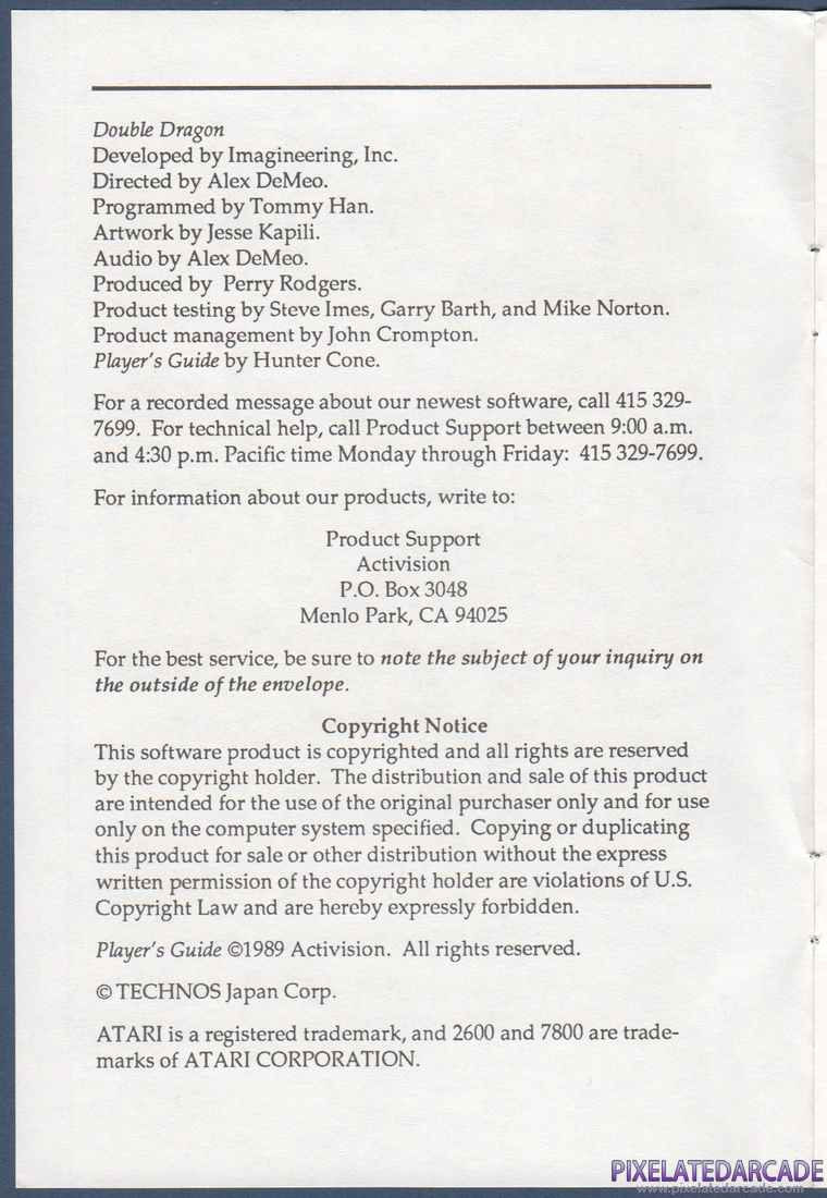 Double Dragon: Instruction Manual - Page 2