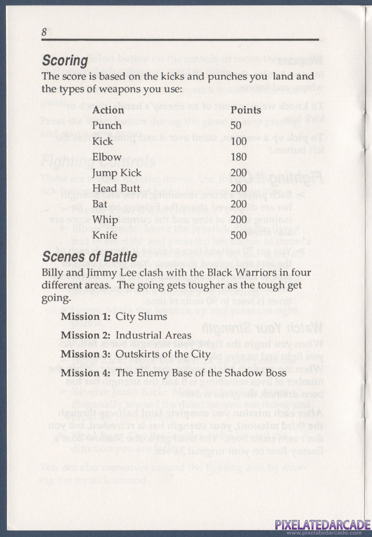 Double Dragon: Instruction Manual - Page 8