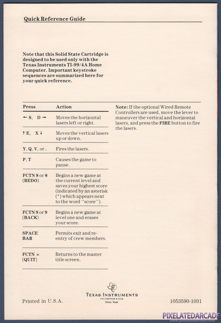 Moon Mine: Instruction Manual - Back Cover