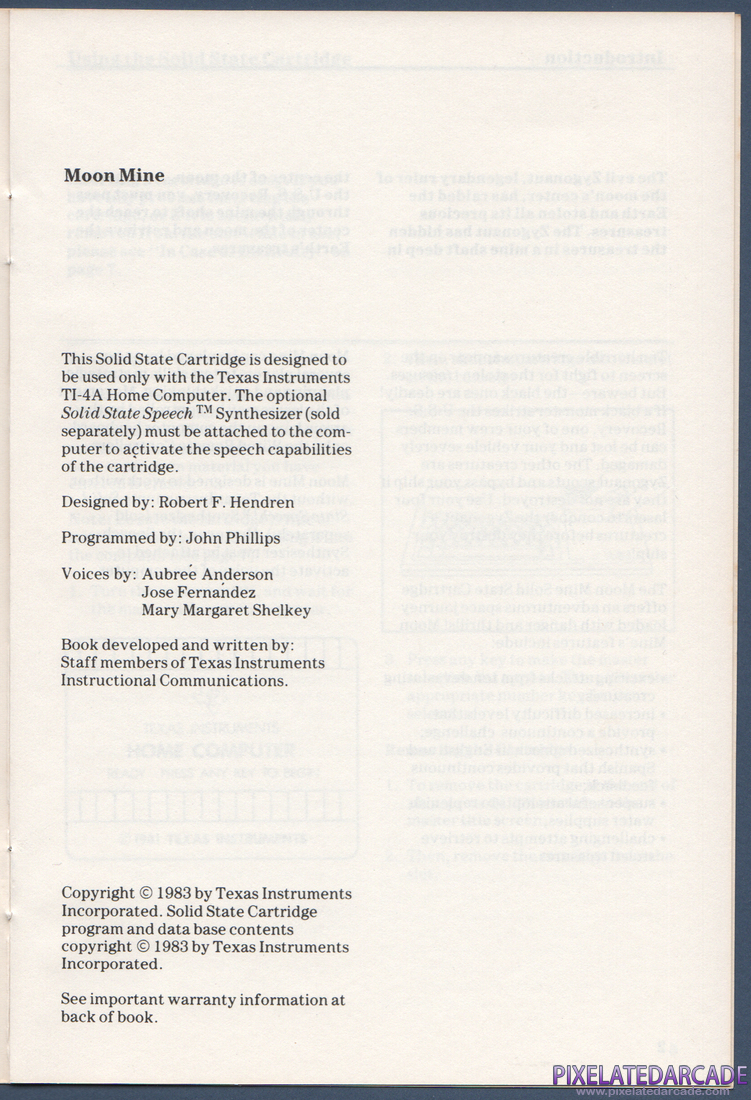 Moon Mine: Instruction Manual - Page 1