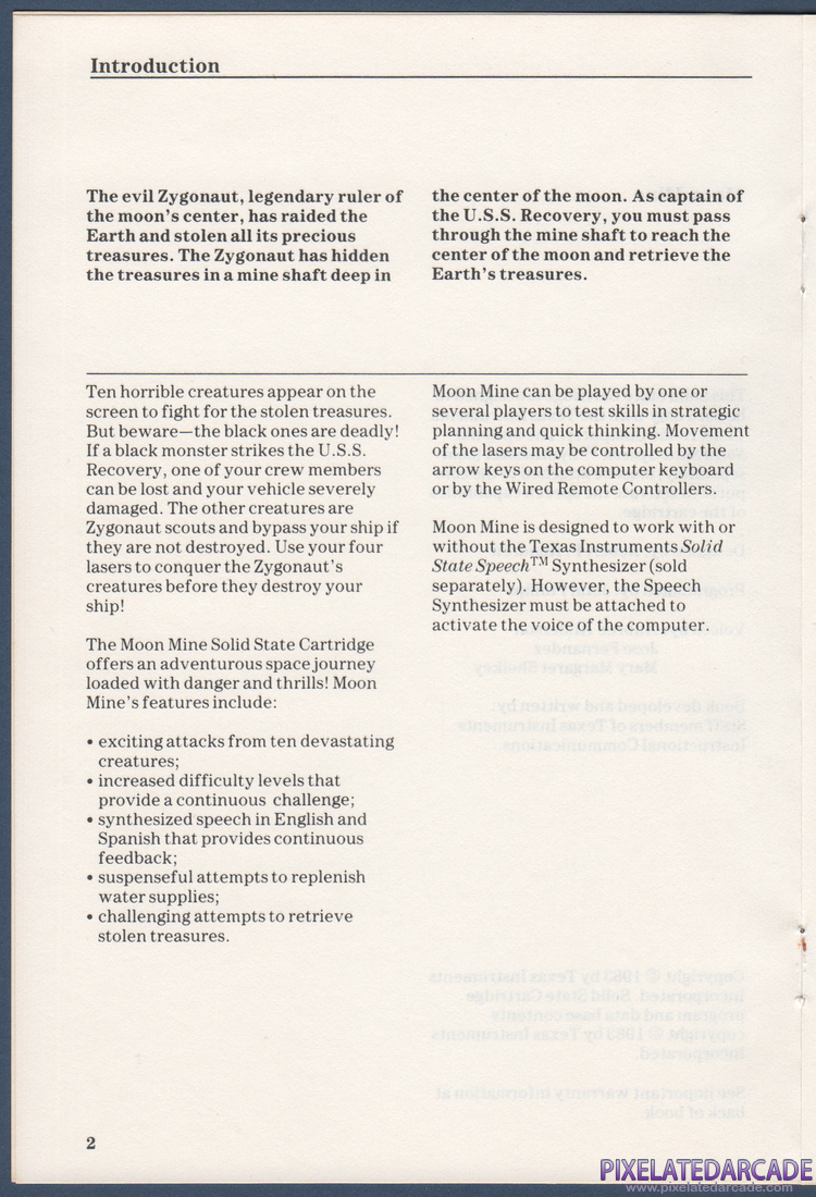 Moon Mine: Instruction Manual - Page 2