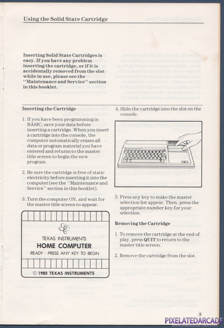 BurgerTime: Instruction Manual - Page 3