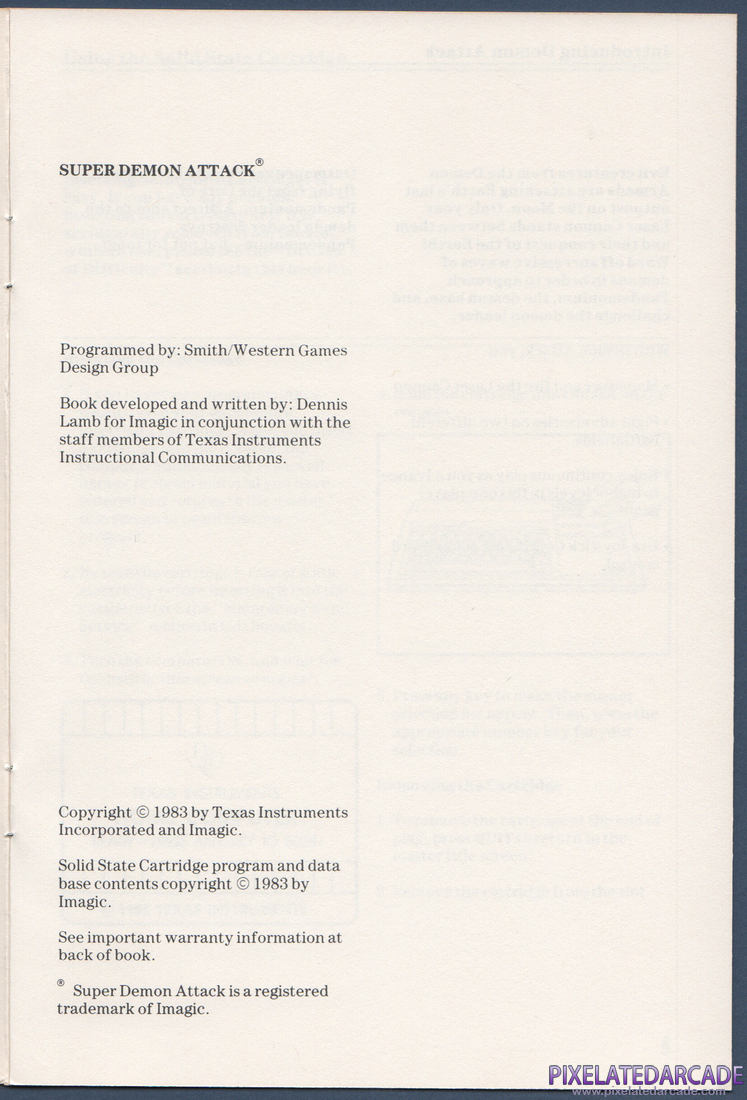 Demon Attack: Instruction Manual - Page 1