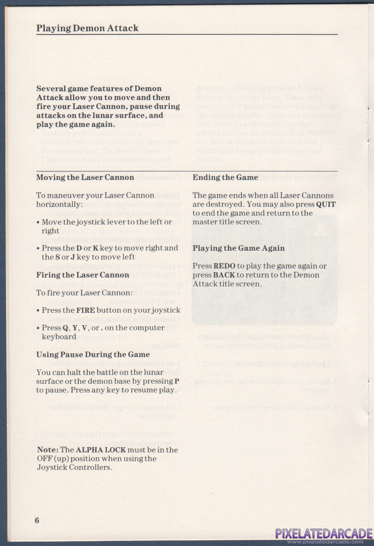 Demon Attack: Instruction Manual - Page 6