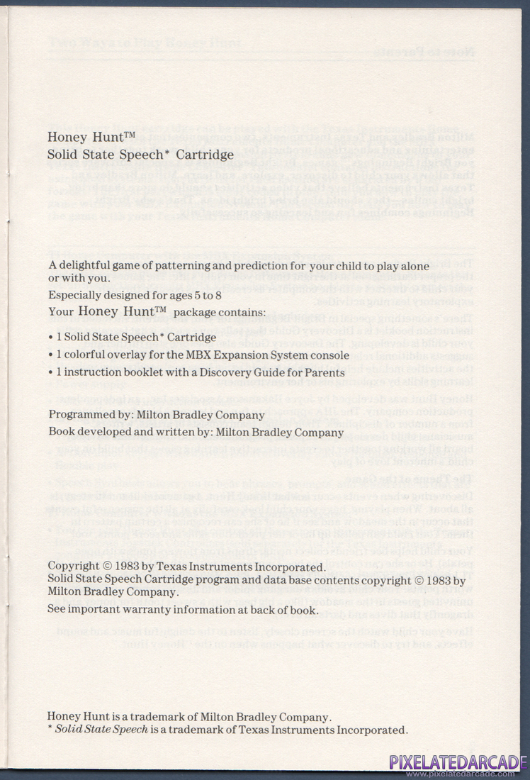 Honey Hunt: Instruction Manual - Page 1