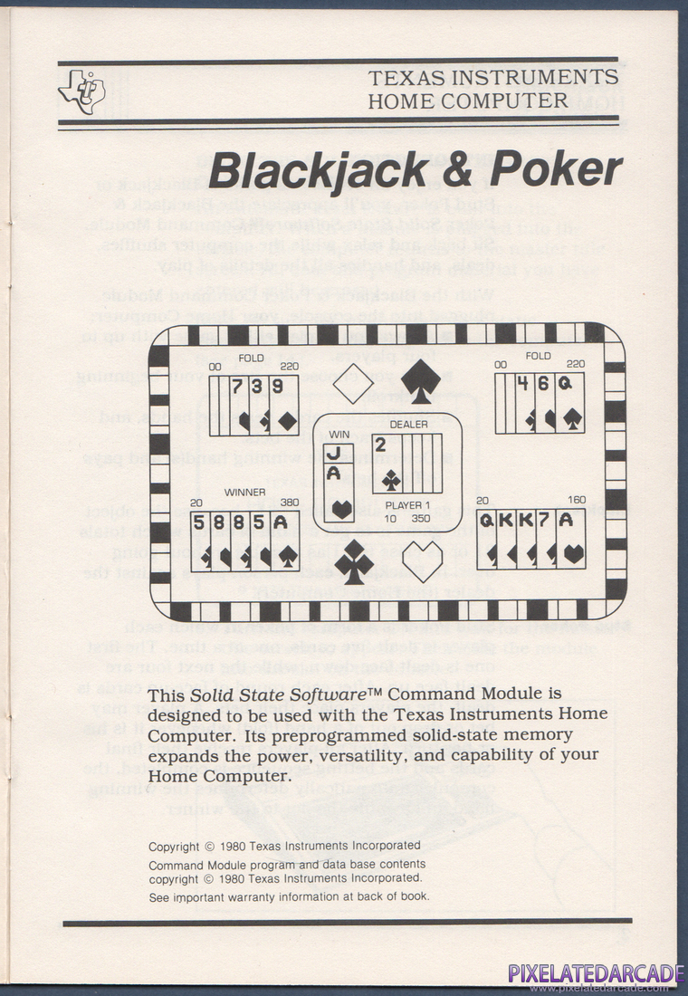 Blackjack & Poker: Instruction Manual - Page 1