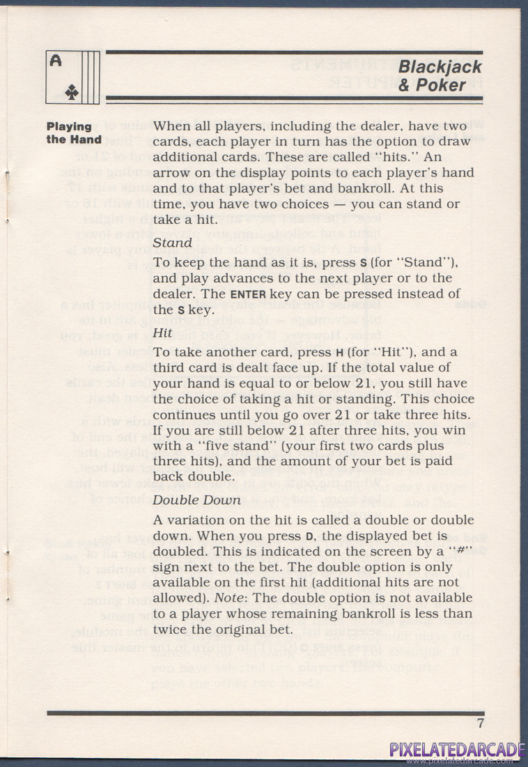 Blackjack & Poker: Instruction Manual - Page 7