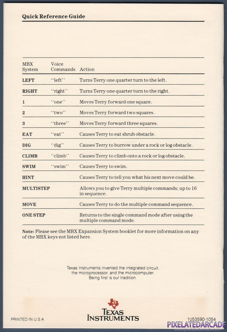Terry Turtle's Adventure: Instruction Manual - Back Cover