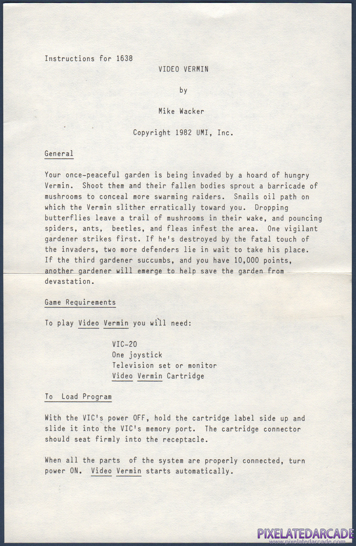 Video Vermin: Instruction Manual - Page 1