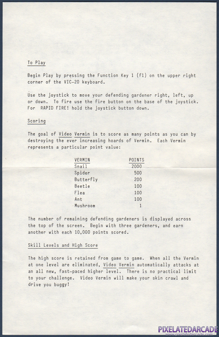Video Vermin: Instruction Manual - Page 2