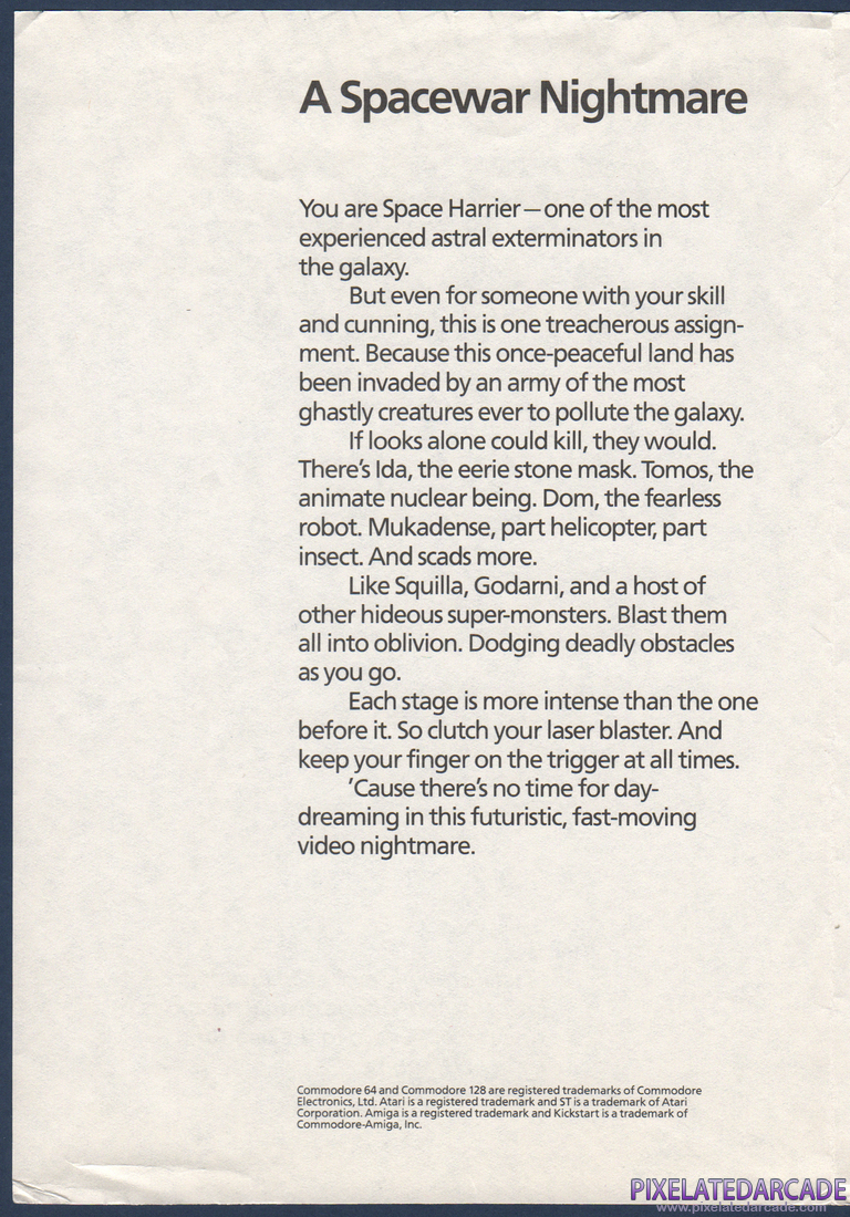 Space Harrier: Instruction Manual - Page 2