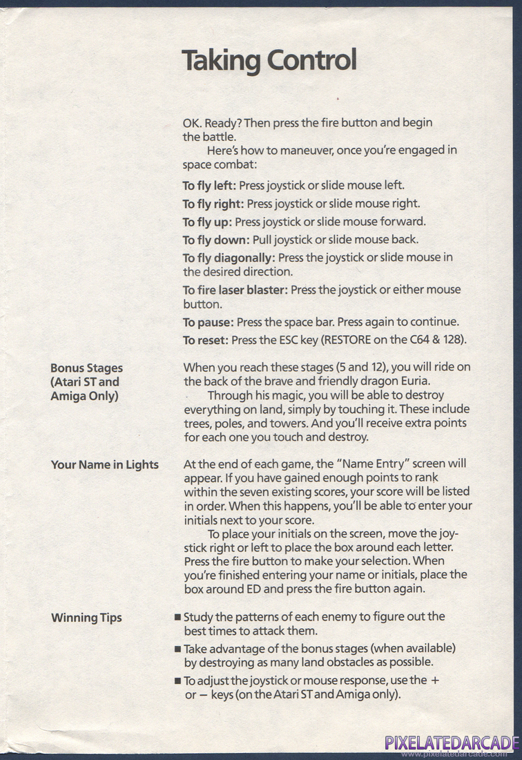 Space Harrier: Instruction Manual - Page 4