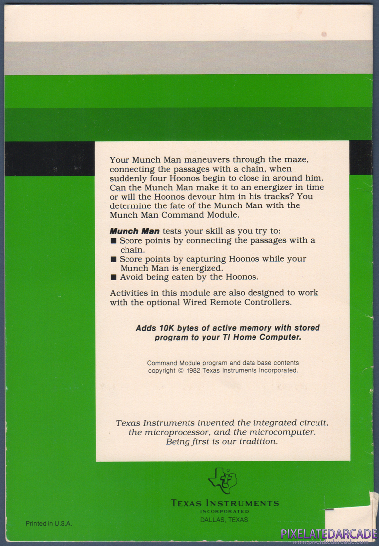 MunchMan: Instruction Manual - Back Cover