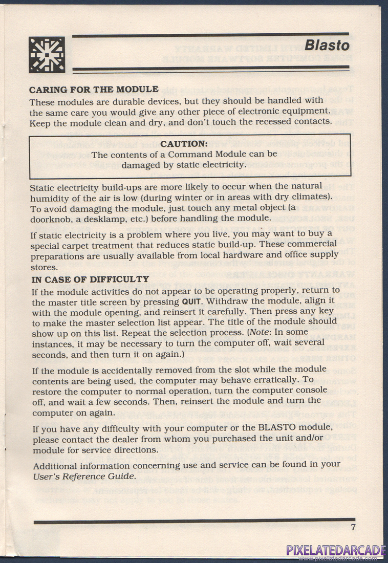 Blasto: Instruction Manual - Page 9