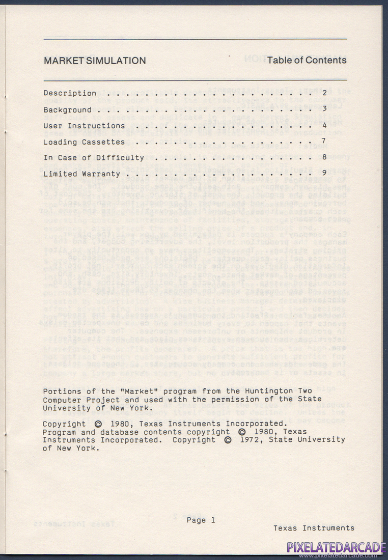Market Simulation: Instruction Manual - Page 2