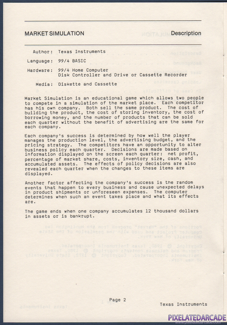 Market Simulation: Instruction Manual - Page 3