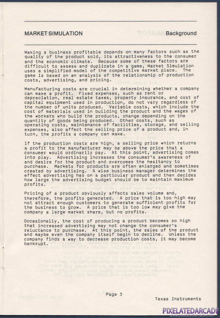 Market Simulation: Instruction Manual - Page 4