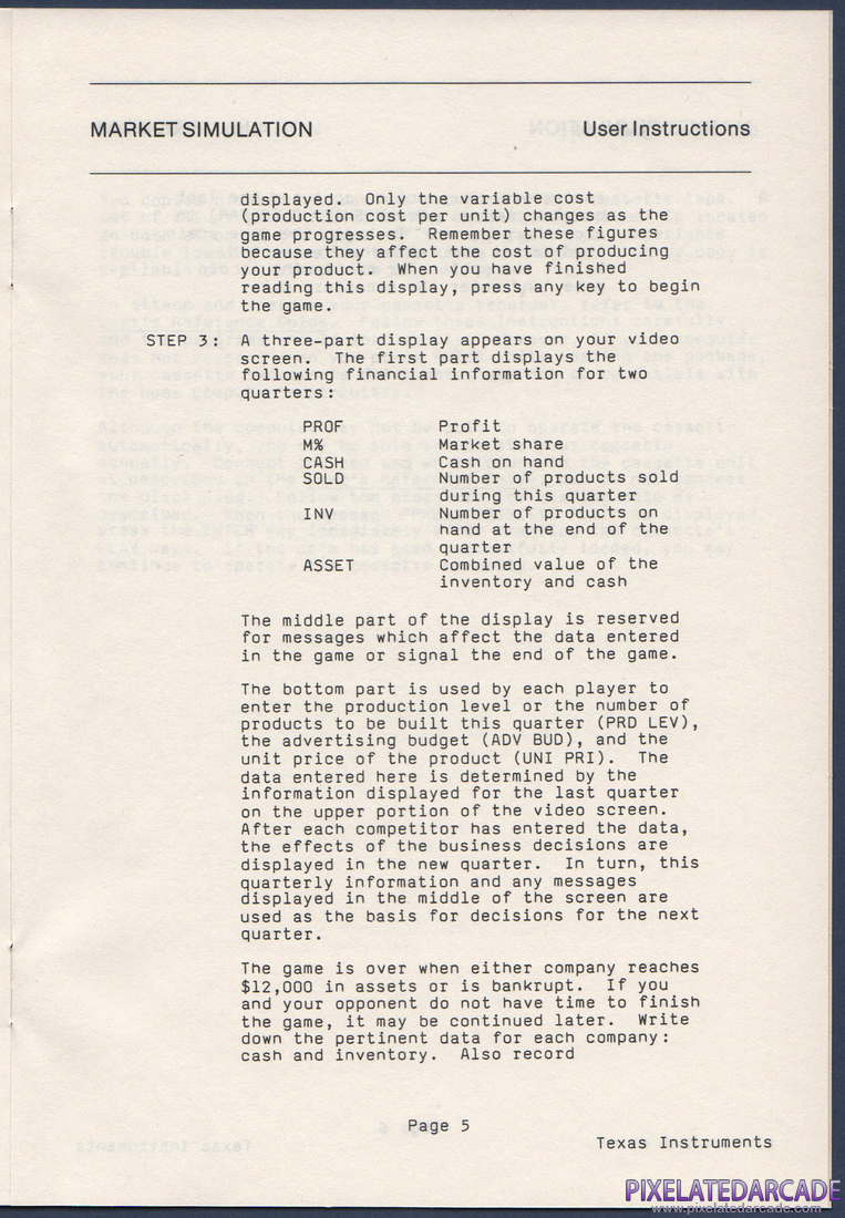 Market Simulation: Instruction Manual - Page 6