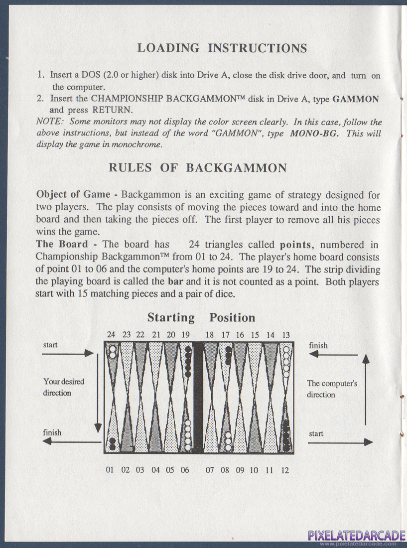 Backgammon: Instruction Manual - Page 2