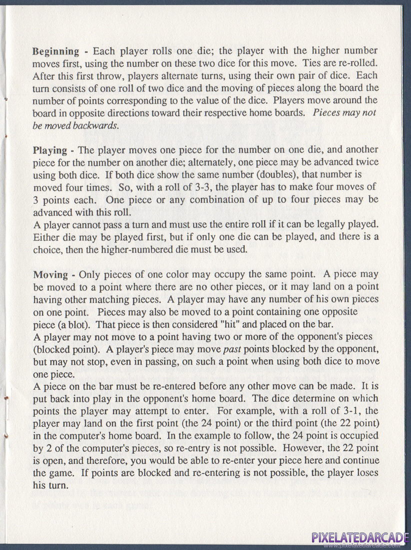 Backgammon: Instruction Manual - Page 3