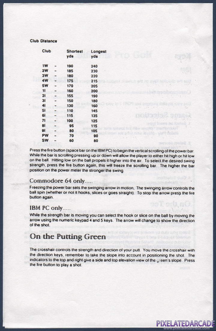 California Pro Golf: Instruction Manual - Page 4