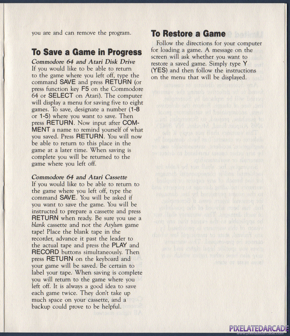 Asylum: Asylum Instruction Manual - Page 8