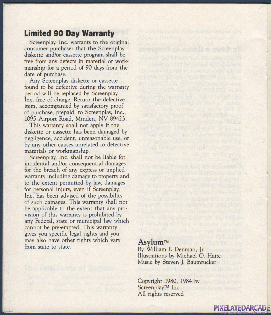 Asylum: Asylum Instruction Manual - Page 9
